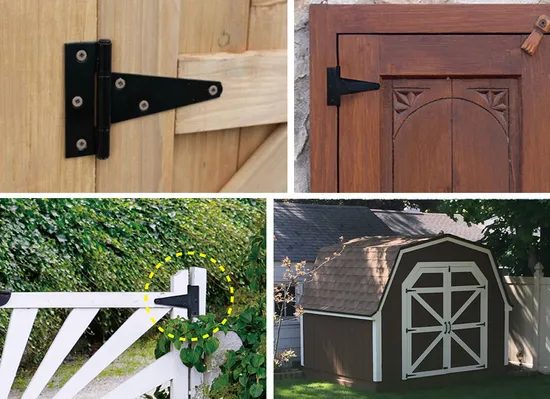 T-Strap Heavy Duty Shed Door Hinges Gate Strap Hinges Black Tee Hinge