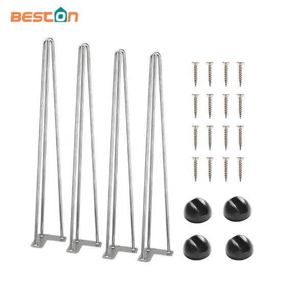 Brushed Stainless Steel Furniture Coffee Dining Table Hairpin Legs