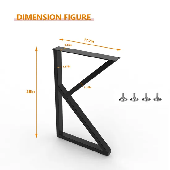 Modern Style Wrought Metal K Shape Custom Table Legs