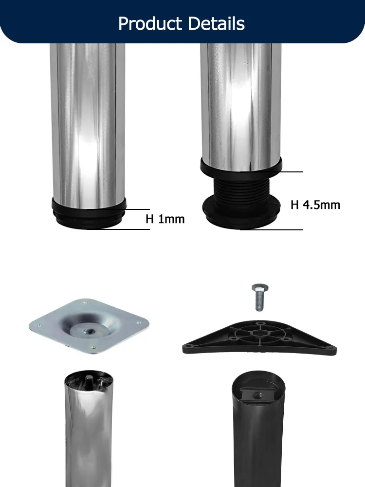 Long Round Pipe Chrome Stainless Steel Furniture Table Legs