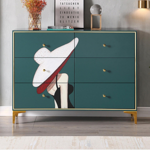 Modern Oak Dressers with Drawers & Cabinet Storage - Hand-Printed Design for Bedroom