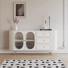 French Cream Solid Wood Sideboard - Stone Top, Acrylic Legs & 2 Drawer Storage for Kitchen & Dining