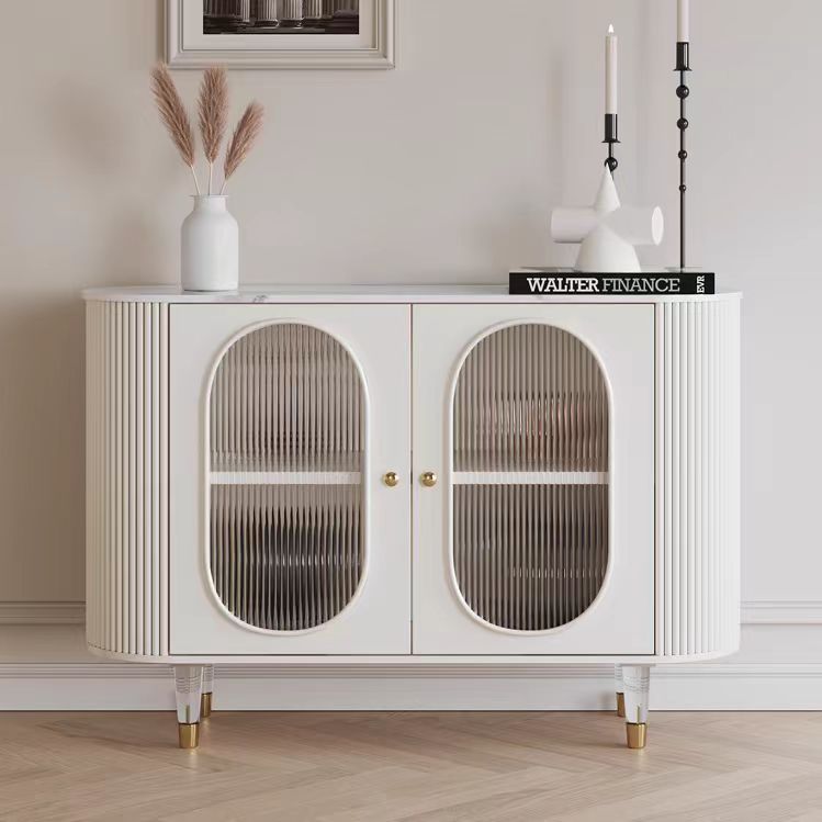 French Cream Sideboard Stone Top Acrylic Leg Wooden Storage Cabinet Restaurant Kitchen Living Room Home Furniture Sideboard@详情9