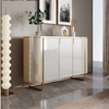 Modern Light Luxury High-Gloss Stainless Steel Shoe Cabinet - Gold Accents, Spacious Entryway Storage