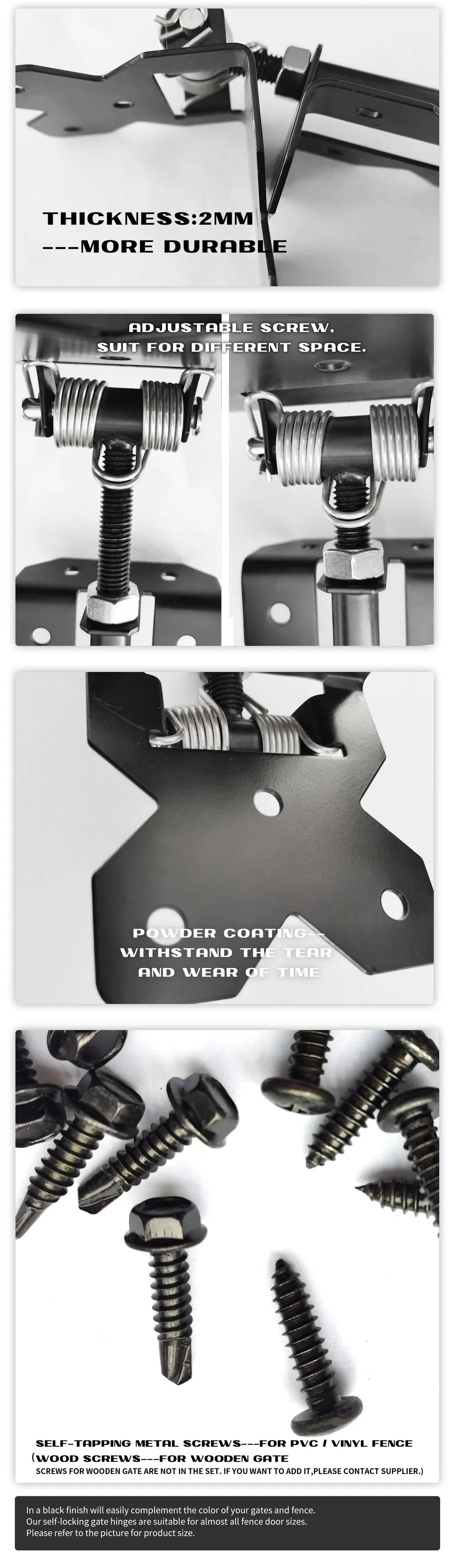 Black Garden Gate Hinges Use for Vinyl Fence Gate