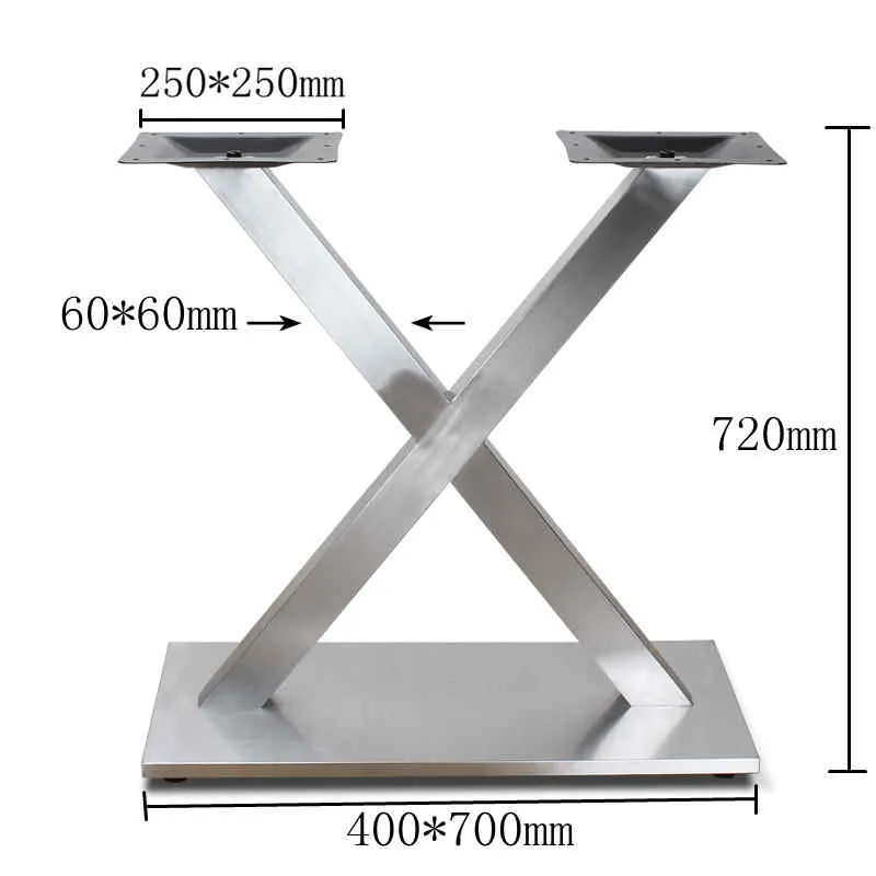 Concise X Shape Tube Rectangular Pedestal Metal Furniture Legs Table Base