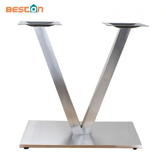 Four People Seating Long Dining Table Legs Stainless Steel Table Base