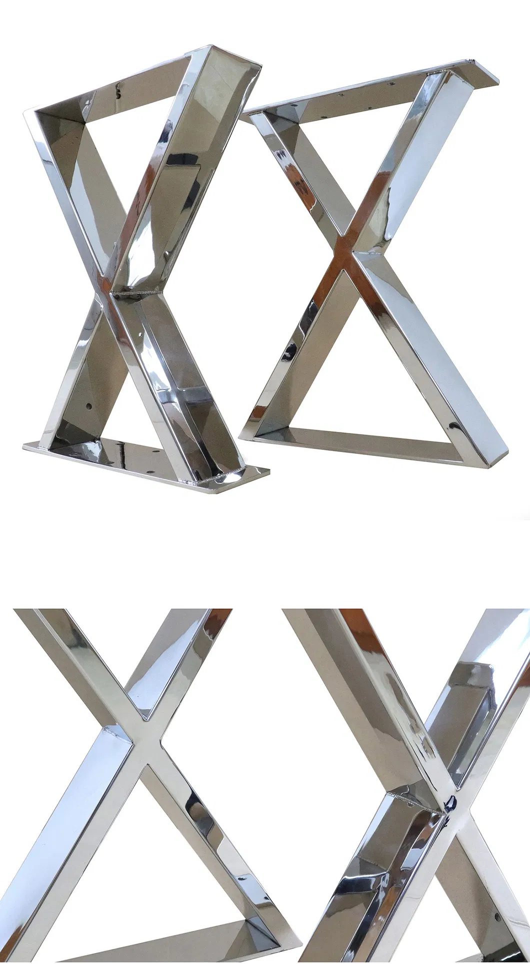 Modern Restaurant Bench Desk Metal Coffee Dining X Shape Square Table Legs