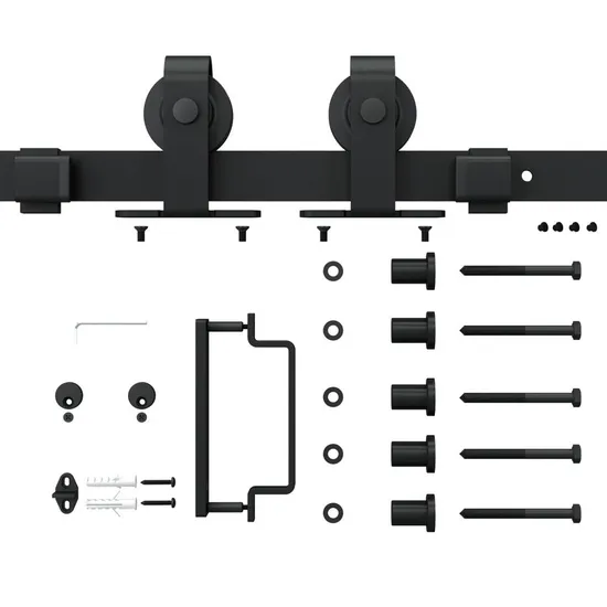 3-Lite Tampered Glass Barn Door Steel Frame Sliding Hardware Kit Door Handle