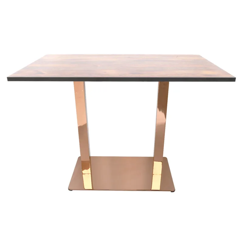 H720mm Height Rose Gold Hairline Finish Stainless Steel Restaurant Table for Sales