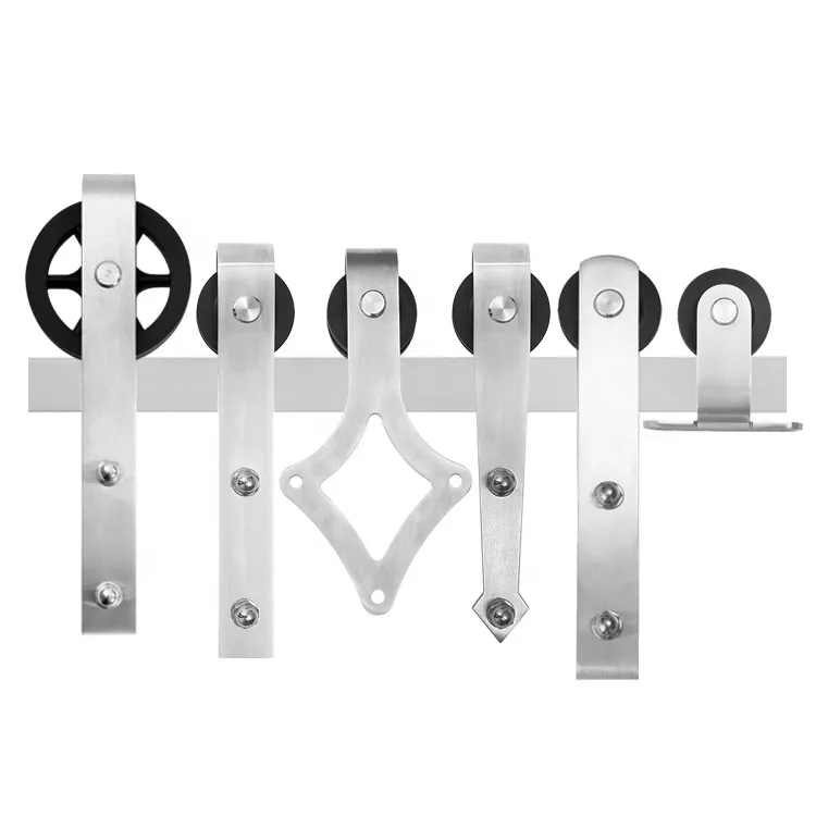 Industrial Sliding System Bifold Bypass Double Barn Door Kit Hardware for Wood Exterior and Metal Frame Glass Door Roller Profile Mount Side DIY Track Cheap