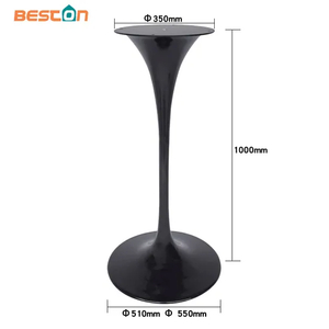 Black Iron Trumpet Tulip Table Base for Marble Table