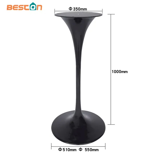 Black Iron Trumpet Tulip Table Base for Marble Table