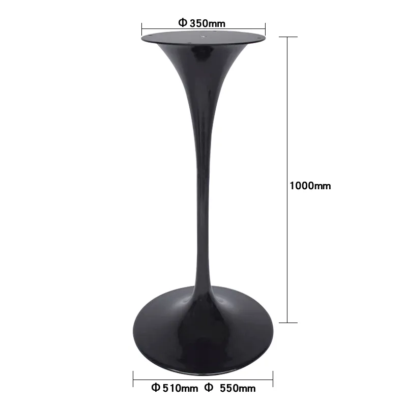 Black Iron Trumpet Tulip Table Base for Marble Table