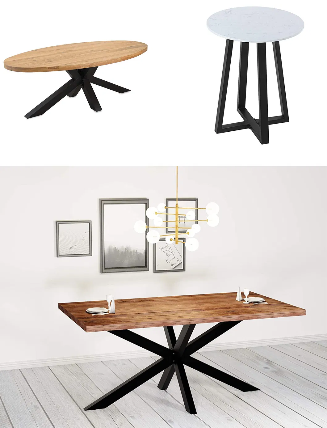 Cross Frame Round Pedestal Coffee Industrial Restaurant Dining Metal Table Frame