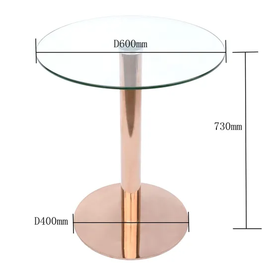 Stable Glastisch Edelstahl Round Glass Top Single Leg Dining Cafe Table Base