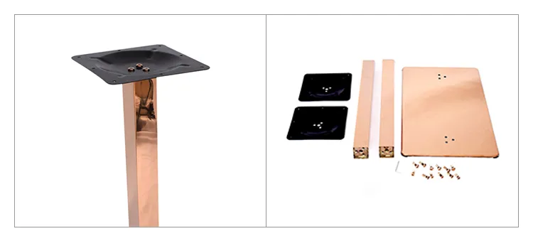 Built Metal Rose Gold Furniture Legs Table Base with Rectangle Base
