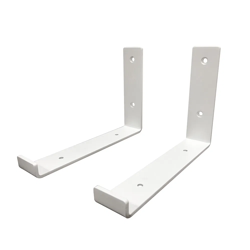 Bright White Finish Floating Shelf Bracket Stainless Steel Brackets