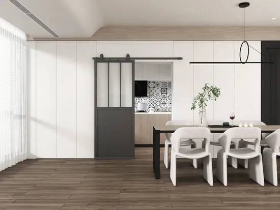 Black Steel Frame Glass Barn Door with Kickplate Soft Closer Equipped