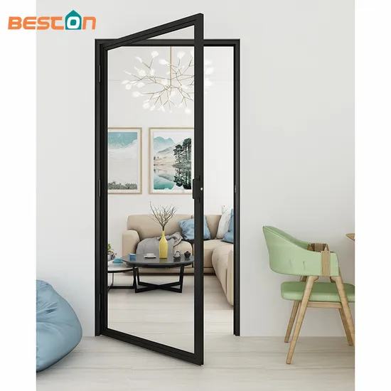 Minimal French Style Swing Clear Glass Door Metal Frame Interior Doors