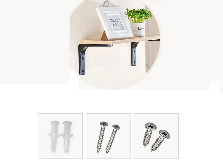 Shelf Brackets Thicken Iron L-Shaped Right Angle Corner Brace for Wall Hanging