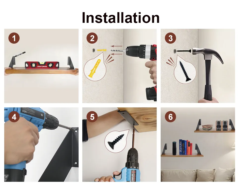 Metal Steel Shelf Brackets L Wall Bracket with Screw for Brace Industrial