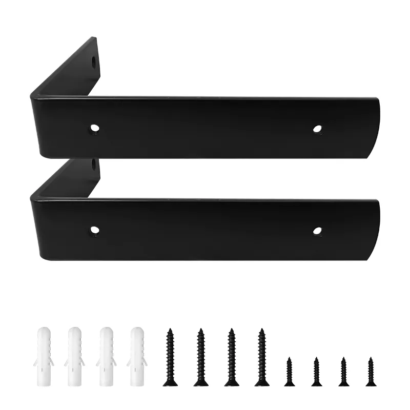 Extra Thick Rustic Black Iron Wall Mounted Rustic Iron L Brackets