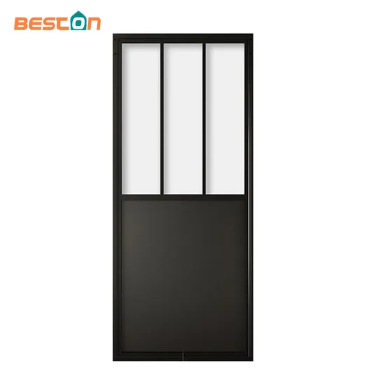 Black Powder Coated Sliding Glass Door with Steel Frame and Skirt Board