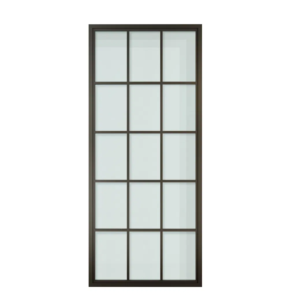 French Style 15 Lites Steel Frame Glass Barn Door with Hardware
