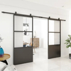 Double Kick Helder Metal Frame Glass Doors with Barn Door Hardware
