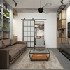 Steel Framed Sliding Glass Door Metal Bathroom Door Frame