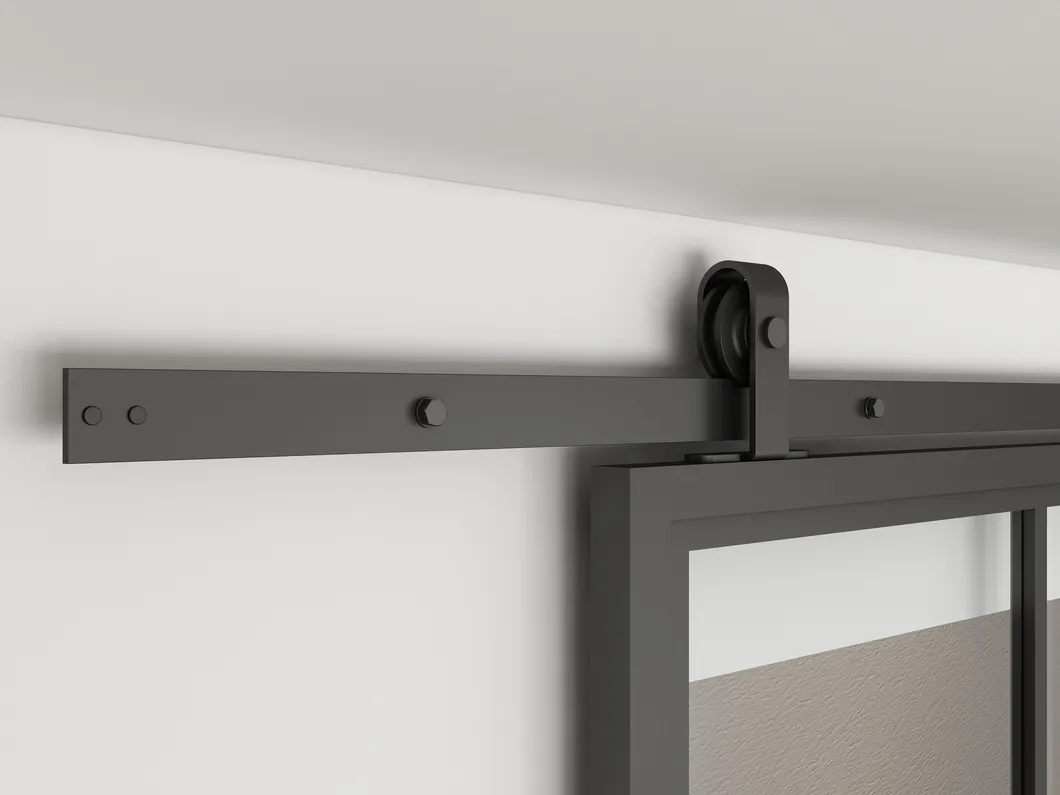 Steel Frame Clear Glass Sliding Barn Door with Hardware Kit