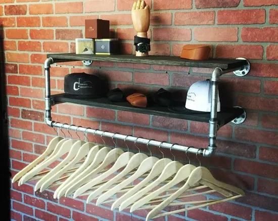 Rustic Heavy Duty Industrial Decorative Black Industrial Brass Pipe Shelf Bracket