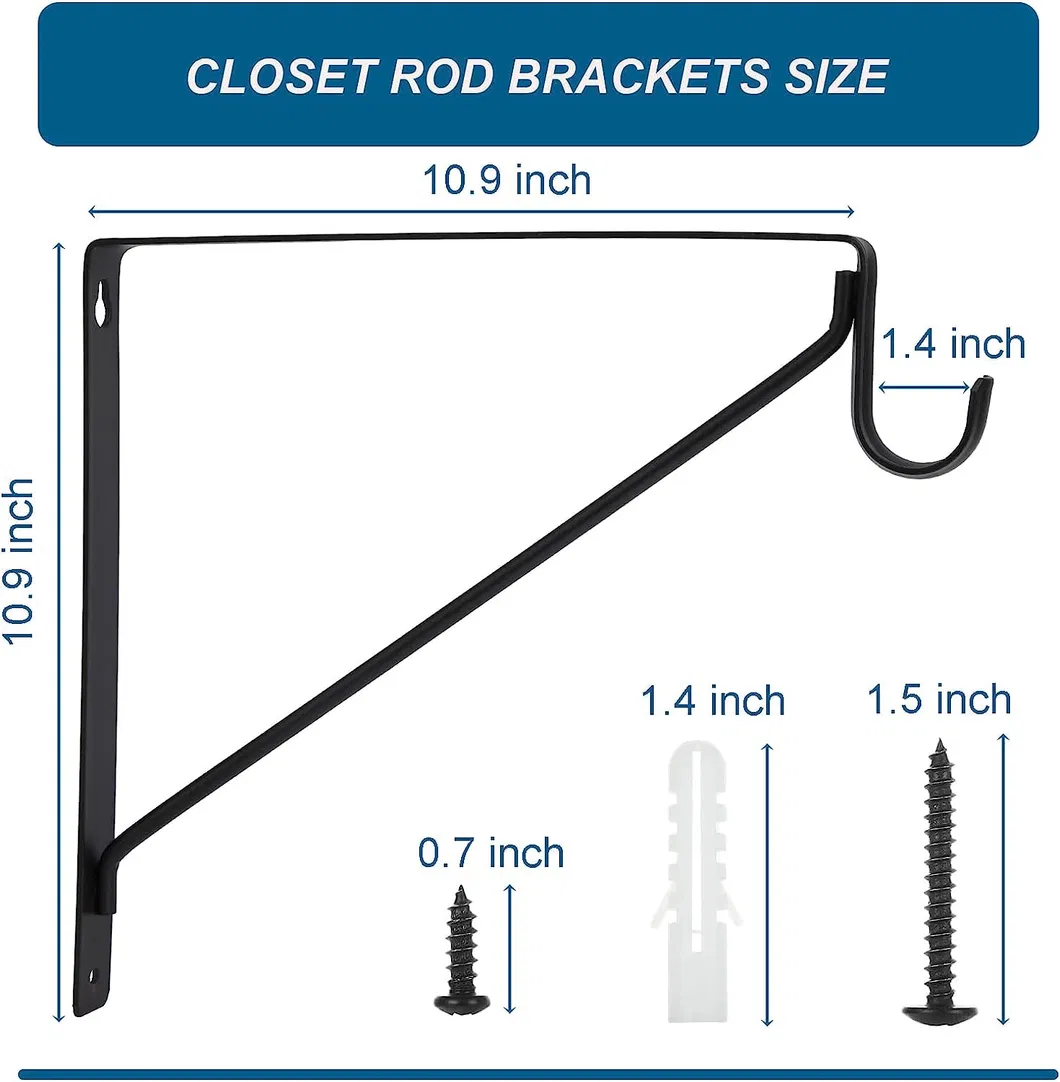 Closet Shelf Bracket &amp; Rod Brackets Black Closet Pole Shelves Brackets