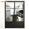 Double Steel Framed Swing Glass Door Metal Framed Door with Lock