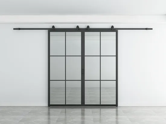 French Door Sliding Double Glass Barn Door Frame