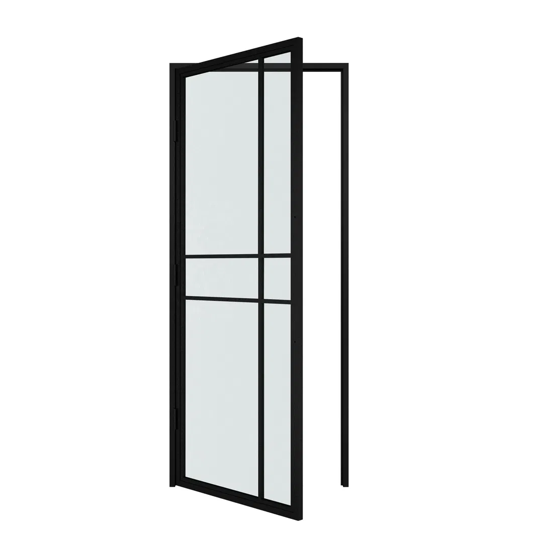 Double Steel Framed Swing Glass Door Metal Framed Door with Lock