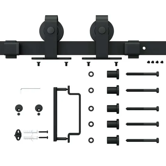 French Black Carbon Steel Frame Clear Glass Interior Sliding Barn Door Hardware