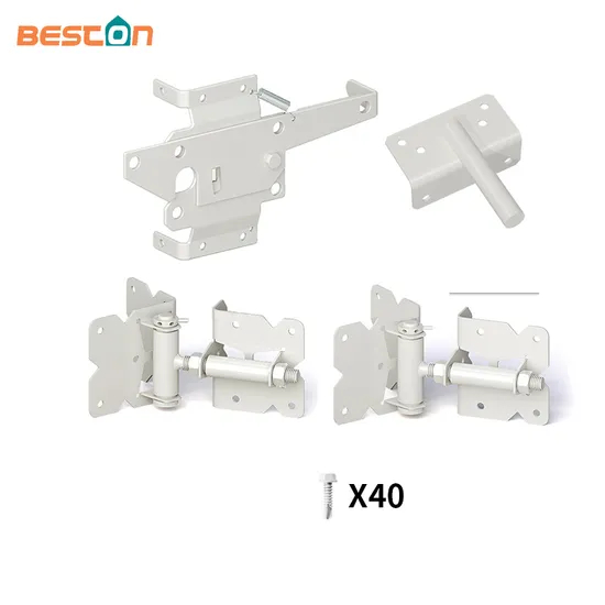 Adjustable Self-Closing Farm Wood/Vinyl/PVC Fence Gate Post Hinge and Door Latch Hardware