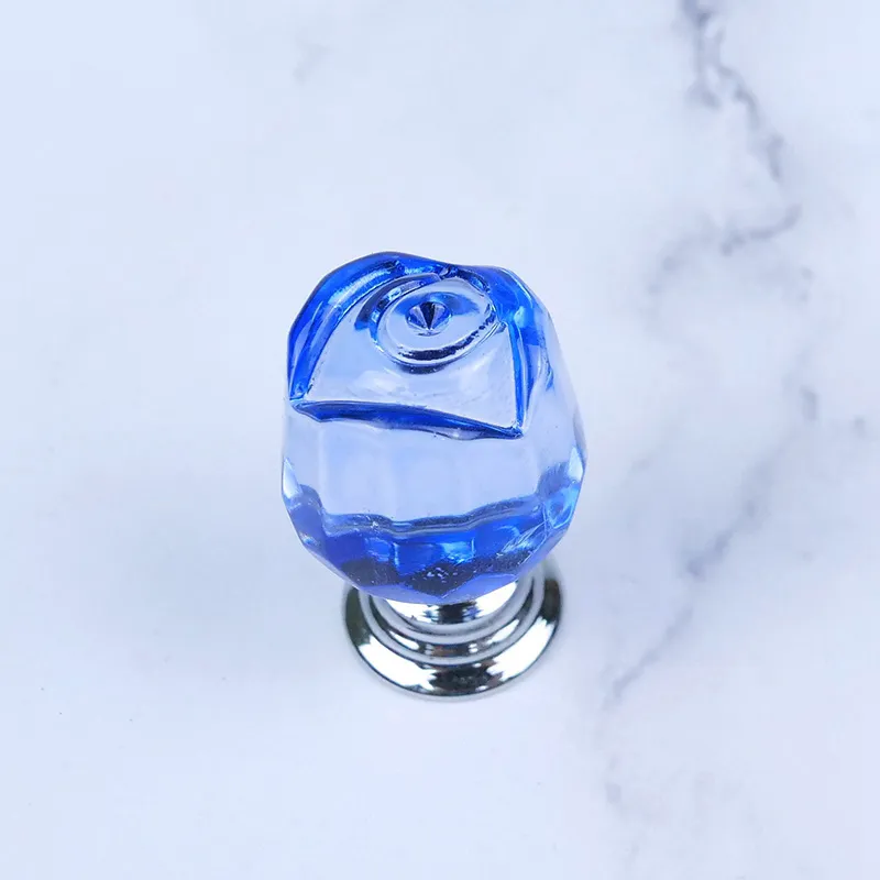 Rose Shape Kitchen Knob Lever Rhinestone Colorful Handles Crystal Cabinet Knob Handle