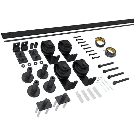 Bi-Folding Sliding Barn Door Hardware Flat Track Top Mount Roller Kit