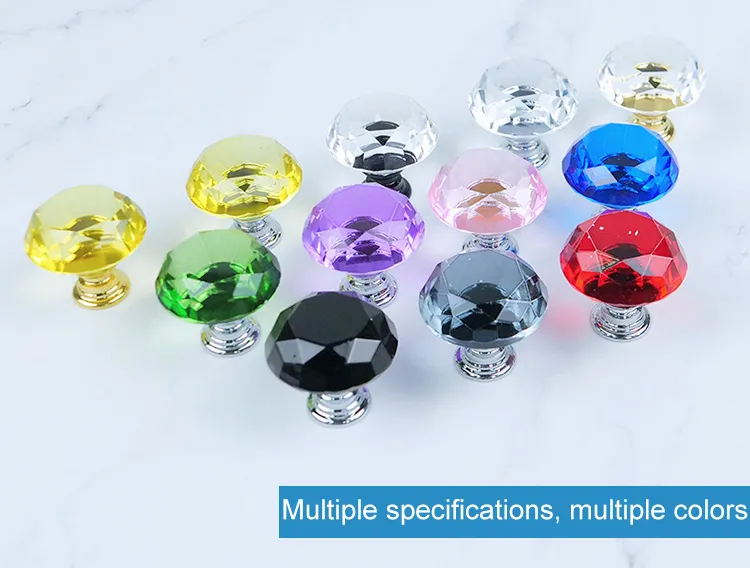 Plane Fillister Head Cupboard Door Handles with Crystals Knobs Glass Cabinet Handles