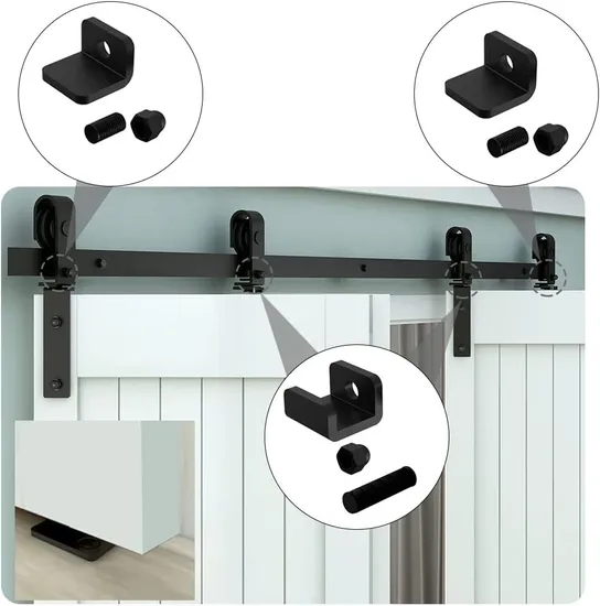 Saves Space Bi-Folding Sliding Barn Door Hardware Closet Rail Roller Accessory