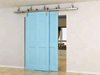 Brushed Nickel Steel Double Sliding Bypass Barn Door Hardware