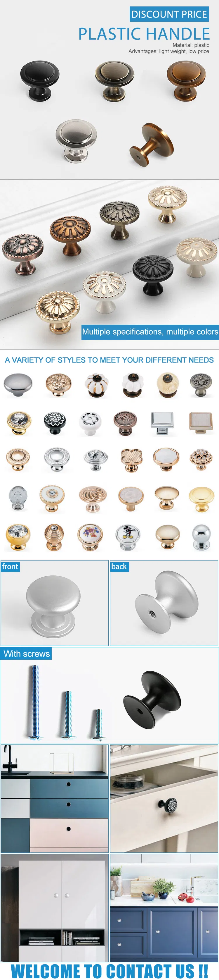 Drawer Pulls Cupboard Wardrobe Plastic Knob Handle Cabinet Furniture Handles and Knobs