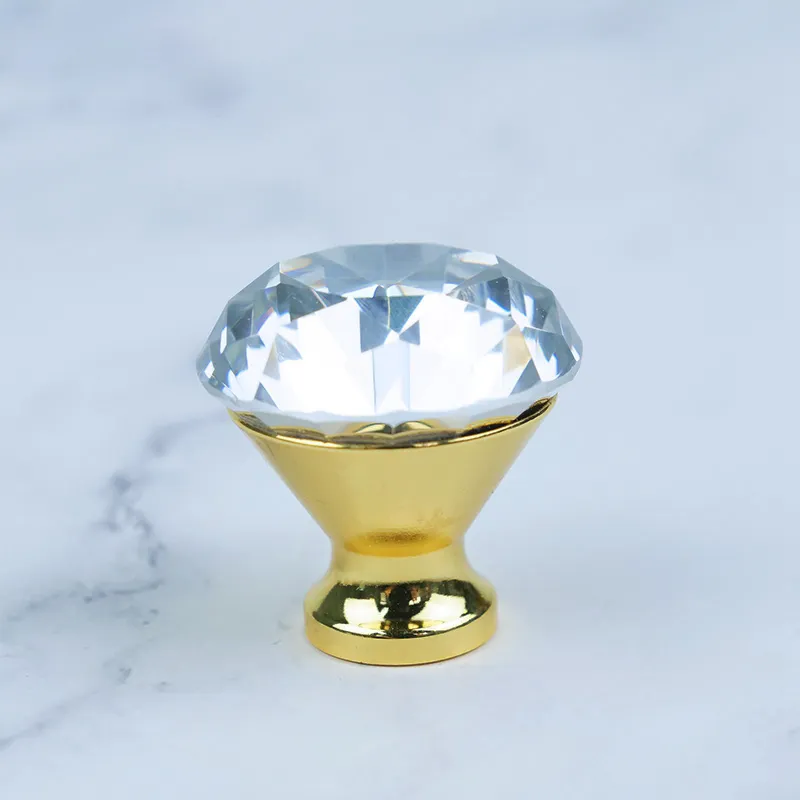 Colorful Simple Crystal Handle Mushroom Knob Luxury Cabinet Crystal Knob Pull Handle