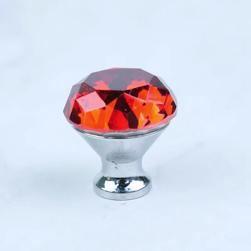 Colorful Simple Crystal Handle Mushroom Knob Luxury Cabinet Crystal Knob Pull Handle