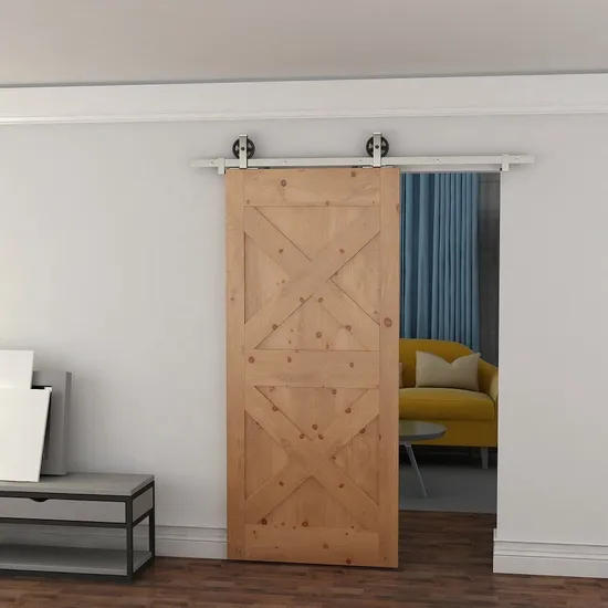 Satin Nickel Carbon Steel Big Wheel Sliding Barn Door Hardware Kit