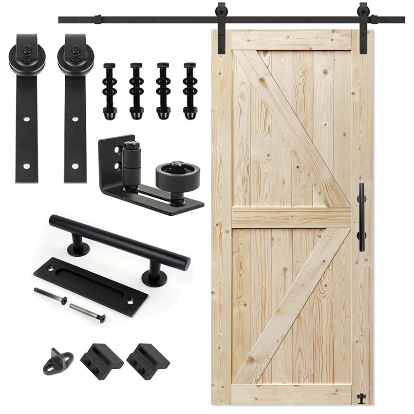 5 FT Sliding Barn Door Hardware Kit Set and Floor Guide