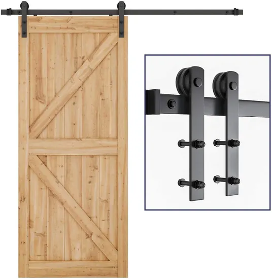 6.6FT in 5 Tracks Firmness Sliding Barn Door Basic Sliding Track Hardware Kit